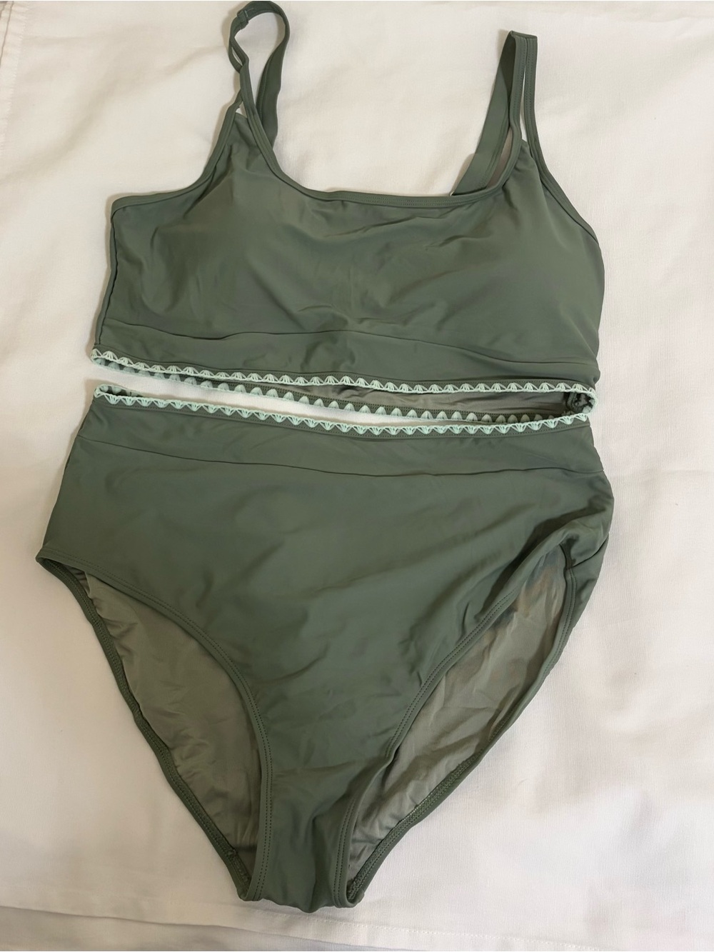 NWT ALEUMDR HIGH WAISTED OLIVE GREEN BIKINI SET XL